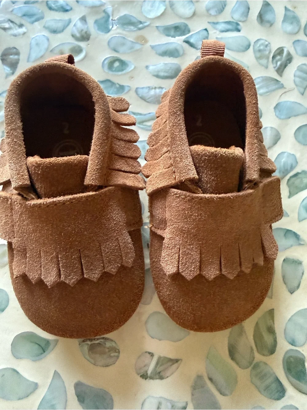 wonder nation Brown Suede Fringe Moccasins